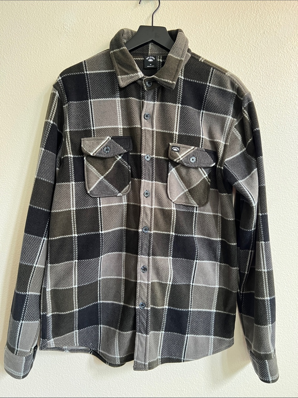 Sun Diego Surfer Midweight Fleece Shacket Multicolor Plaid Grey/Black Men's M